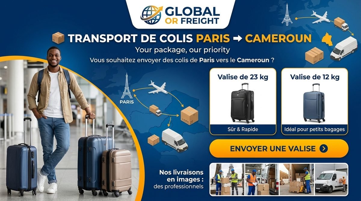 Transport de colis Paris – Cameroun : valises de 23 kg et 12 kg, envoyer une valise