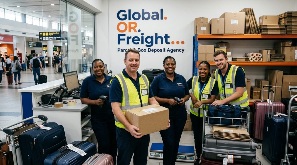 Équipe Global OR Freight avec un colis